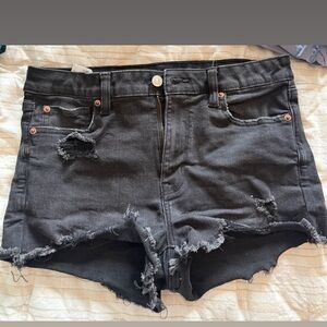American Eagle Black Distressed Denim Shorts